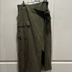 Nine West Medium Olive Green Wrap Skirt
